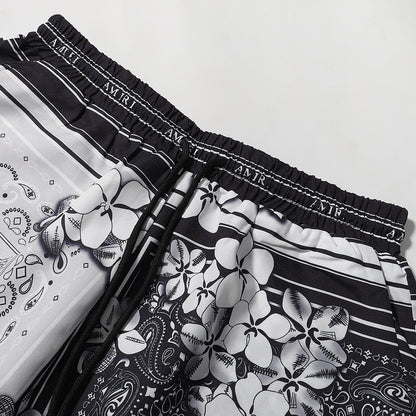 AMIRI-BLCK-N-WHTE-FLOWERS-SHORT