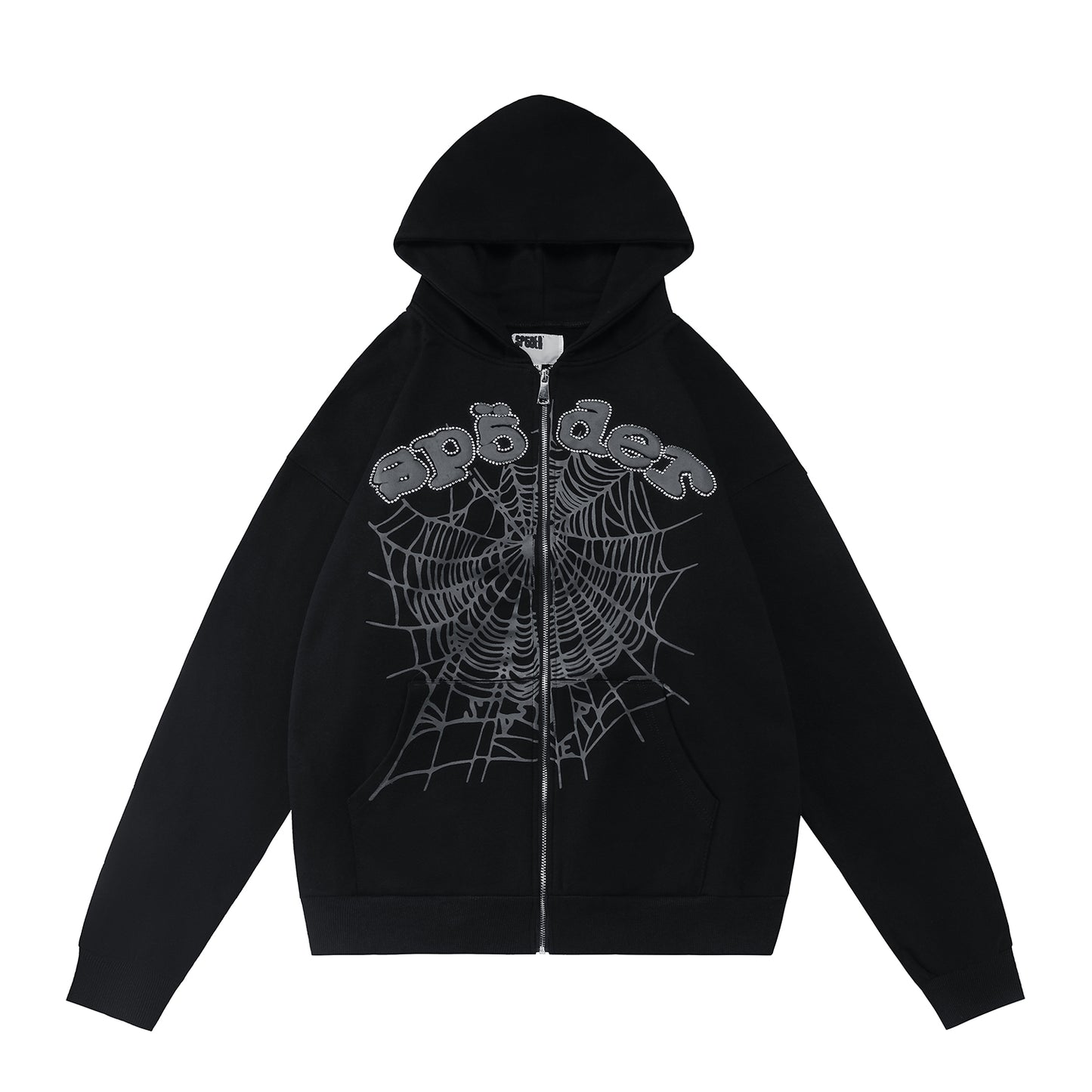 SP5DER-BLACK-ZIP-HOODIE