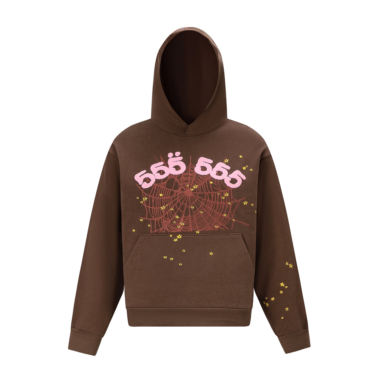 SP5DER-BROWN-555-HOODIE