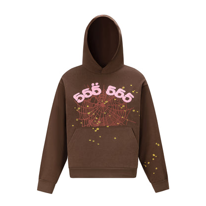 SP5DER-BROWN-555-HOODIE